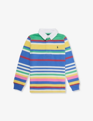POLO RALPH LAUREN: Striped Long-Sleeves Cotton-Jersey Rugby Shirt