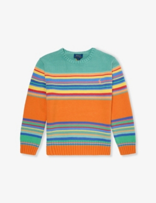 POLO RALPH LAUREN: Striped Round-Neck Cotton Jumper