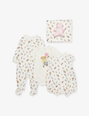 POLO RALPH LAUREN: Baby Polo Bear Printed 5-Piece Cotton Gift Set