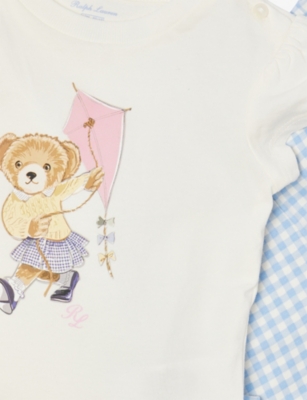 POLO RALPH LAUREN: Baby Girl Polo Bear Printed Cotton T-Shirt and Shorts Set