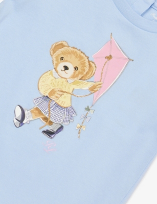 POLO RALPH LAUREN: Baby Girl Polo Bear Printed Cotton Dress