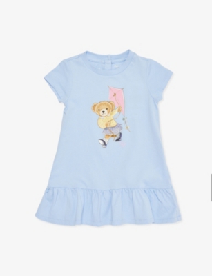POLO RALPH LAUREN: Baby Girl Polo Bear Printed Cotton Dress