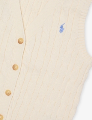 POLO RALPH LAUREN: Girls' Logo-Embroidered Cable-Knit Cotton Vest