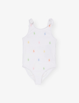 POLO RALPH LAUREN: Polo Pony-Print Tie-Shoulder Swimsuit 5-6 Years