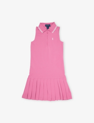 POLO RALPH LAUREN: Girls' Zipped Pleated Cotton-Pique Polo Dress