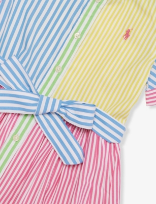POLO RALPH LAUREN: Girls' Stripe-Print Short-Sleeve Cotton-Poplin Dress