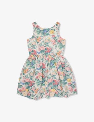 POLO RALPH LAUREN: Floral Sleeveless Cotton-Poplin Dress