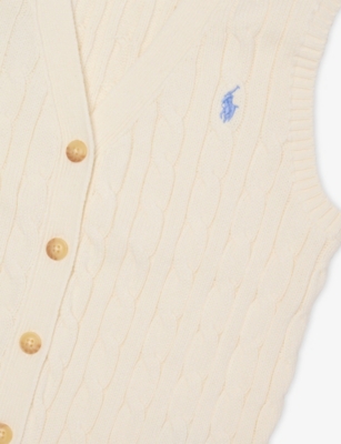 POLO RALPH LAUREN: Girls' Logo-Embroidered Cable-Knit Cotton Vest