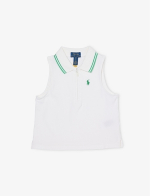 POLO RALPH LAUREN: Girls' Zipped Sleeveless Stretch-Cotton Polo Top
