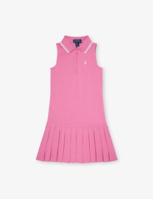 POLO RALPH LAUREN: Girls' Zipped Pleated Cotton-Pique Polo Dress