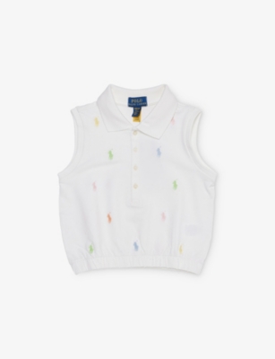 POLO RALPH LAUREN: Girls' Logo-Embroidered Sleeveless Cotton Polo Shirt