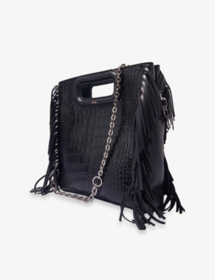 MAJE: Fringed Mock-Croc Leather Cross-Body Bag