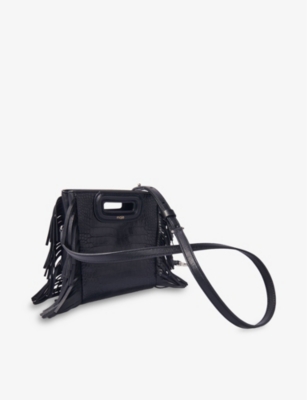 MAJE: Fringed Mock-Croc Leather Cross-Body Bag