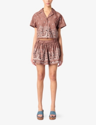 MAJE: Bandana-Pattern Short-Sleeved Cotton Shirt