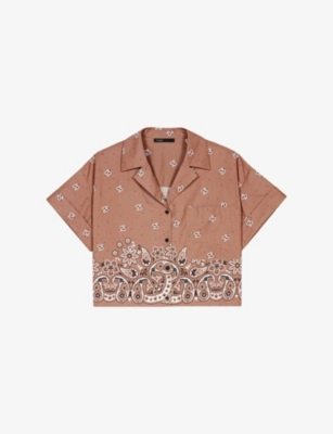 MAJE: Bandana-Pattern Short-Sleeved Cotton Shirt