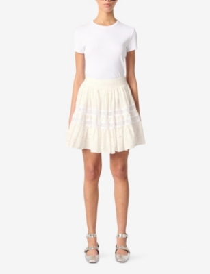 MAJE: Broderie-Anglaise Ruffled-Hem Cotton Mini Skirt