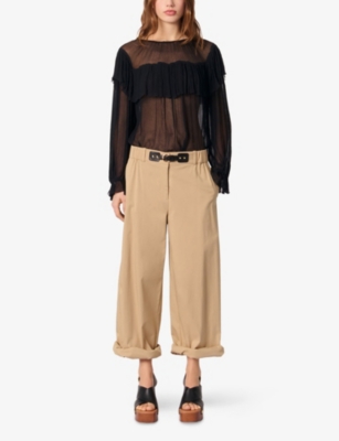 MAJE: Long-Sleeved Sheer Chiffon Blouse