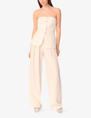MAJE: Button-Front Strapless Woven Top