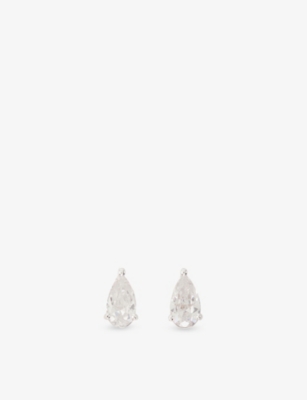 Maje Womens  Pear-cut Rhinestone And Brass Stud Earrings In Noir / Gris