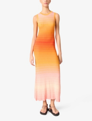 MAJE: Tie-Dye Ribbed Knitted Maxi Dress