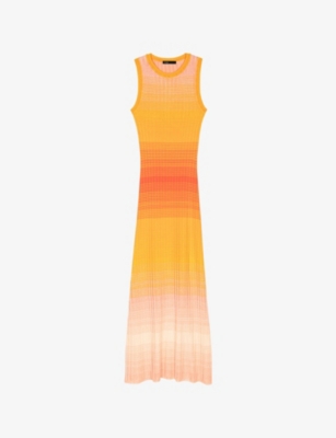 MAJE: Tie-Dye Ribbed Knitted Maxi Dress