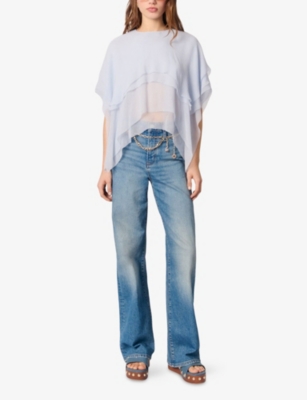 MAJE: Ruffled Cape-Effect Chiffon Top