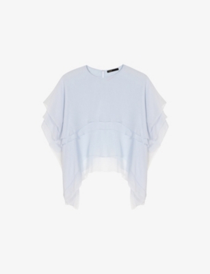MAJE: Ruffled Cape-Effect Chiffon Top
