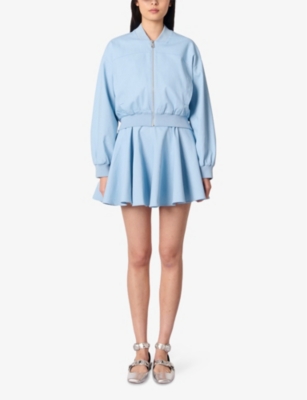 MAJE: Cropped Relaxed-Fit Stretch-Denim Bomber Jacket