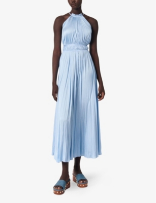 MAJE: Pleated Sleeveless Woven Maxi Dress