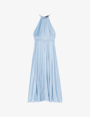 MAJE: Pleated Sleeveless Woven Maxi Dress