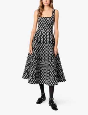 Maje Jacquard Knit Midi Dress In Bicolore