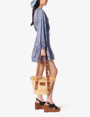 MAJE: Bandana-Pattern Long-Sleeved Woven Mini Dress