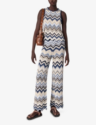 MAJE: Zig-Zag Crochet Knitted Trousers