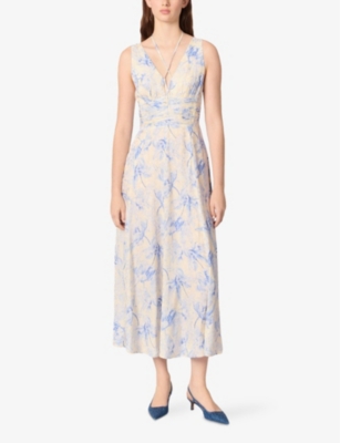MAJE: Floral-Print Sleeveless Jacquard-Woven Maxi Dress