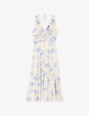 MAJE: Floral-Print Sleeveless Jacquard-Woven Maxi Dress