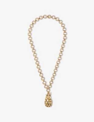 MAJE: Pineapple Brass Pendant Necklace