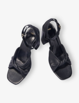 Maje Plain Leather Sandals With Heels In Noir / Gris