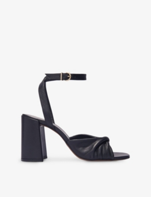 Maje Plain Leather Sandals With Heels In Noir / Gris