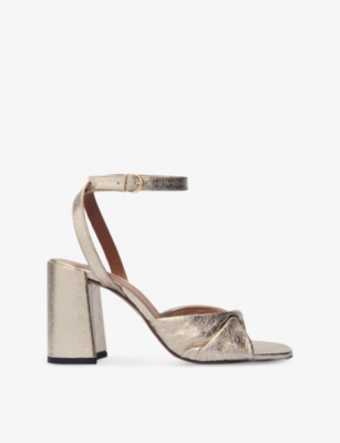 MAJE: Twisted-Strap Metallic-Leather Heeled Sandals