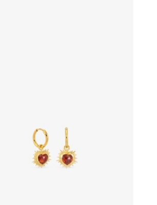 Rachel Jackson Womens  Electric Love  January Birthstone Heart 22ct Yellow Gold-plated Sterling-silve In Gold