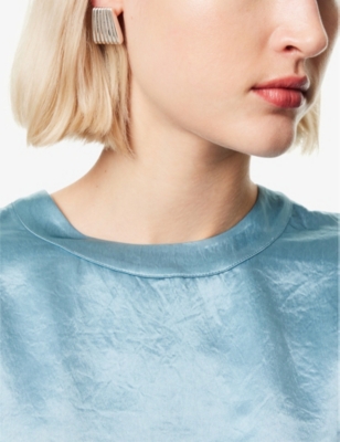 HEAVEN MAYHEM: Ribbed silver-plated brass stud earrings