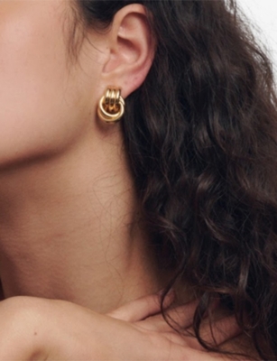 Heaven Mayhem Baby Knot Multi Row Drop Earrings In Gold