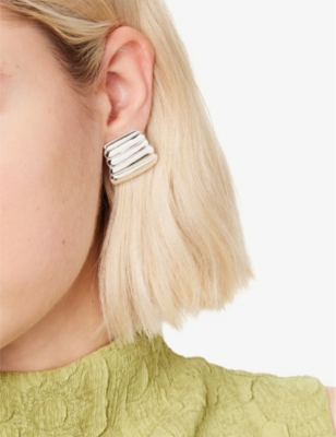 HEAVEN MAYHEM: Vase silver-plated brass stud earrings