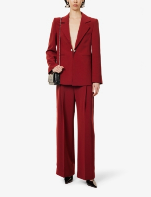 STINE GOYA WOMENS BORDEAUX CLASSIC SINGLE-BREASTED REGULAR-FIT STRETCH-RECYCLED-POLYESTER BLAZER 