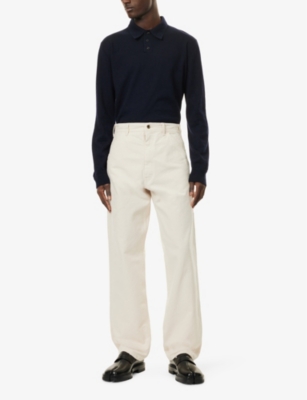 MAISON MARGIELA ELBOW-PATCH RELAXED WOOL KNITTED POLO SHIRT