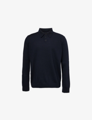 MAISON MARGIELA ELBOW-PATCH RELAXED WOOL KNITTED POLO SHIRT