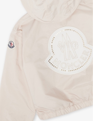 Moncler Light Beige Saria Hooded Woven Jacket 4-10 In Light Beige