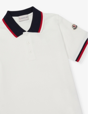 Moncler Tricolour-trim Cotton-jersey Polo Shirt 4- In Natural