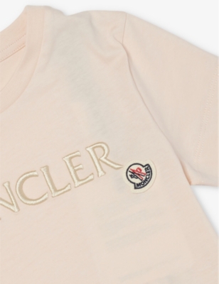 Moncler Logo-embroidered Short-sleeve Cotton T-shirt 4-10 Years Light Pink In Light Pink