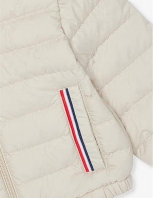 MONCLER LIGHT BEIGE JERRY TRICOLOUR-STRIPE SHELL-DOWN PUFFER JACKET 9-36 